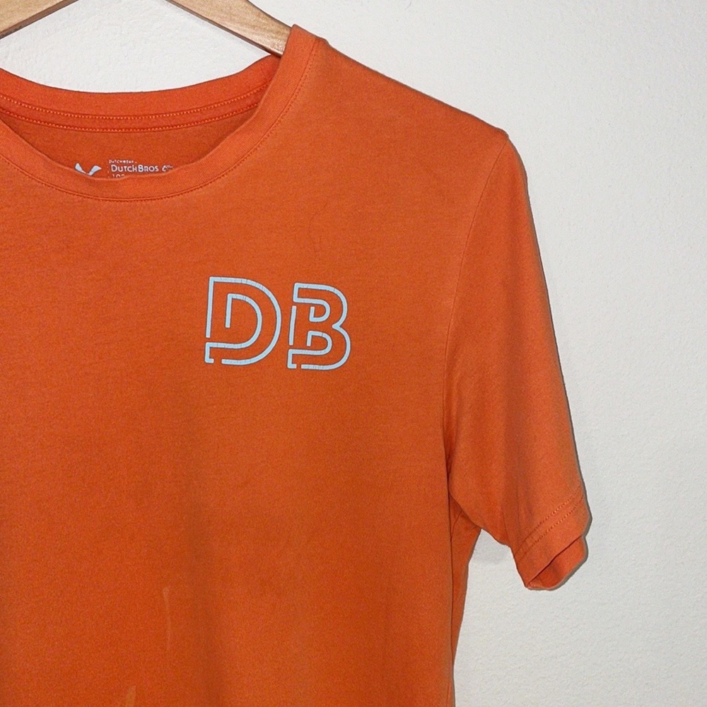 DUTCH BROS Graphic Orange T-shirt Shortsleeved Size Medium - Picture 2 of 5